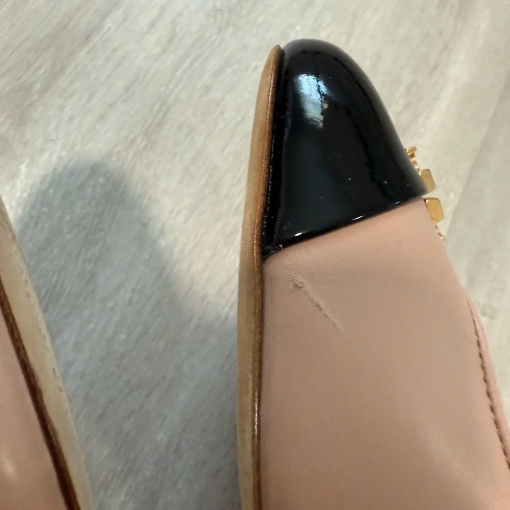 Tory Burch Black and Tan Wedge Shoes pumps Sz 8 M